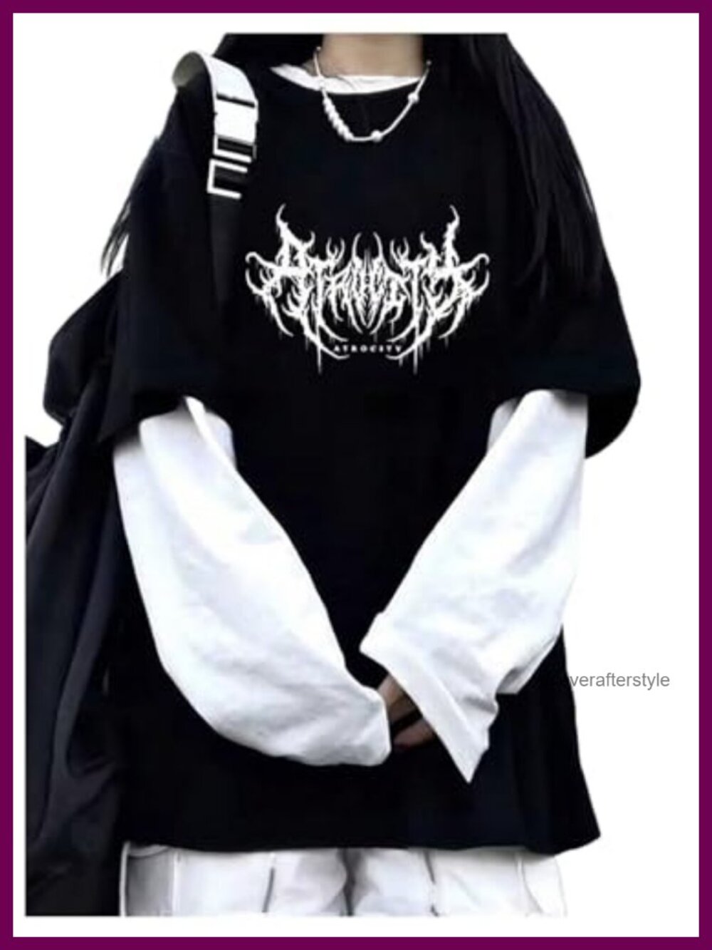 Y2K Gothic Graphic Long Sleeve Tee Oversized